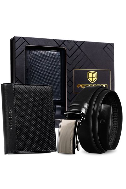 Peterson Set portofel și curea de piele pentru bărbați, cadou de sărbători, n...