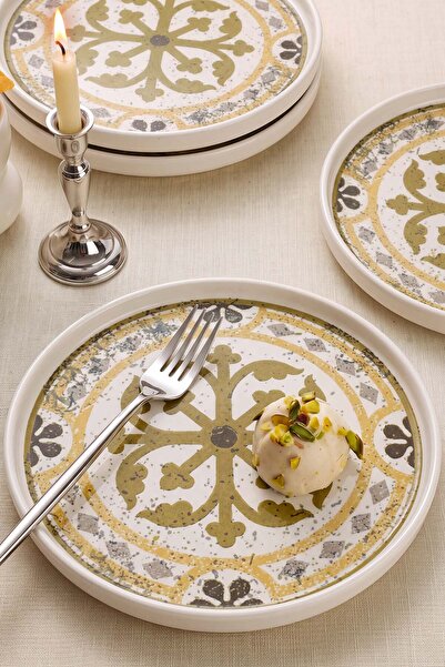 Rivaİstanbul Timeless Brown Stackable 4-Piece Cake & Presentation Plate 21 cm
