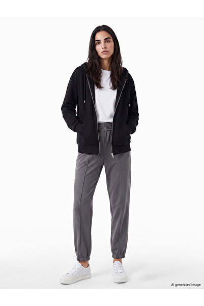 LC Waikiki Lcw Vision Gray Soft Touch Women's Jogger Sweatpants with Nevavm D...