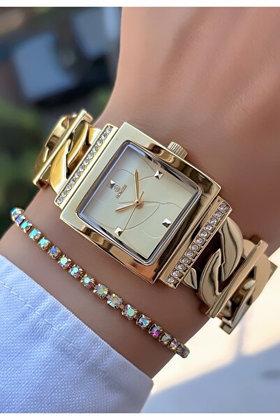 Homies Original-Women's Wristwatch - Gold Color - Adjustable Steel Chain Stra...