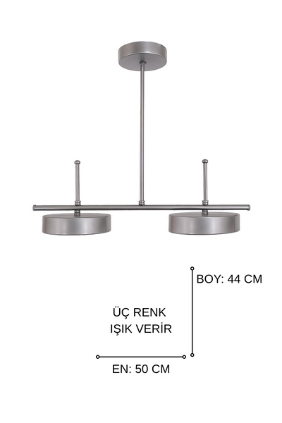Fer Avize Çello Led Modern Tasarım 3 Renk Işık Seçenekli Enerji Tasarruflu 2'li Led Avize Mutfak Salon Çocuk Odası Giyinme Odası