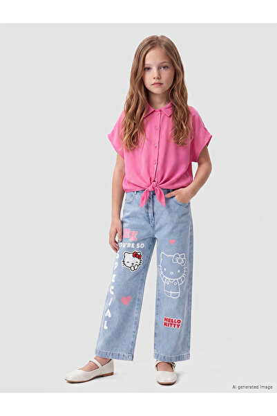 LC Waikiki Two Mt Shop Quality Lcw Kids Blue Wideleg Hello Kitty Printed Girl...