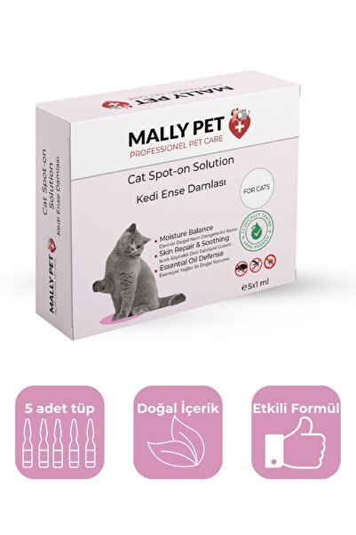 Mallypet Spot-on Solution Kedi Pire Dış Parazit Deri Bakımı için Bitkisel Damla Seti 5 Tüp