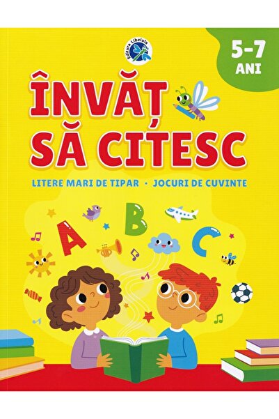 Libelula Invat sa citesc. Litere mari de tipar. Jocuri de cuvinte 5-7 ani