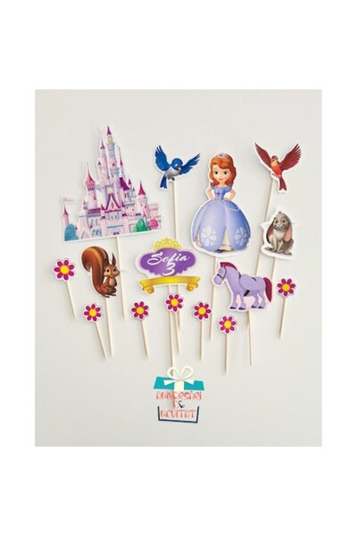 Aniversari de Neuitat Set Topper Prințesa Sofia, dimensiuni 5x12cm, carton lu...