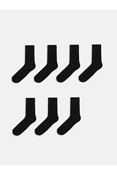 LC Waikiki Nevavm Farkıyla Lcw Accessories Black Plain 7-Pair Pack Men's Socks