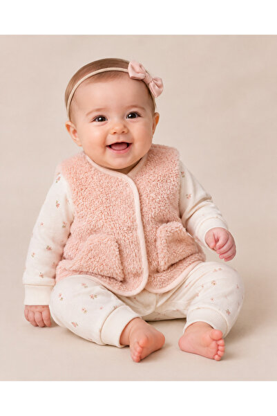 Caramell Caramell1-12 Months Happy Winter Jumpsuit with Vest - Mink