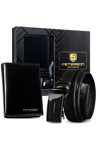 Peterson Portofel din piele naturală, curea automată, set