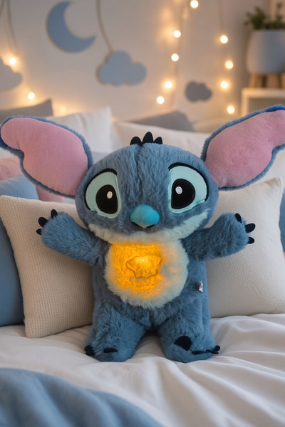 Solemia 30 Cm Stitch Nefes Alan Peluş Uyku Arkadaşı 5 Farklı Modlu Işıklı Müz...