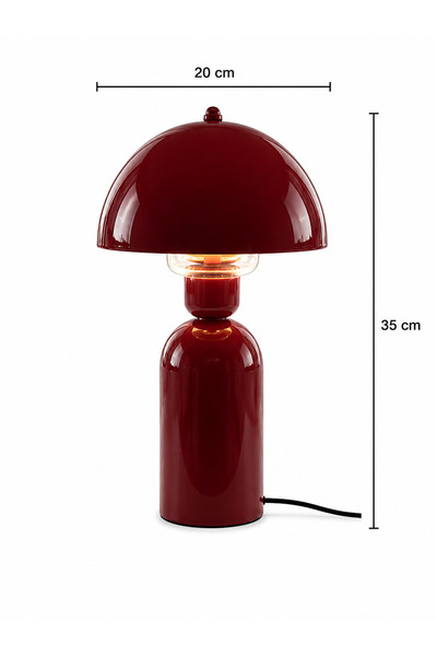 EvLight Elit Abajur Bordo Metal 35 cm Premium Masa Lambası