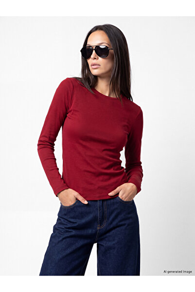 LC Waikiki LCW EVERYDAY Bordo Bisiklet Yaka Kadın Body