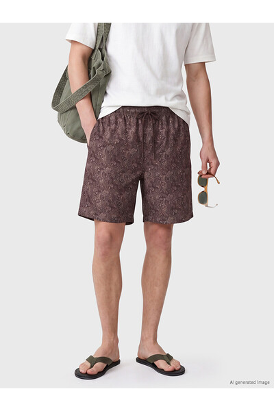 LC Waikiki Lcw Swimwear Brown Short Length Patterned Men's Swim Shorts