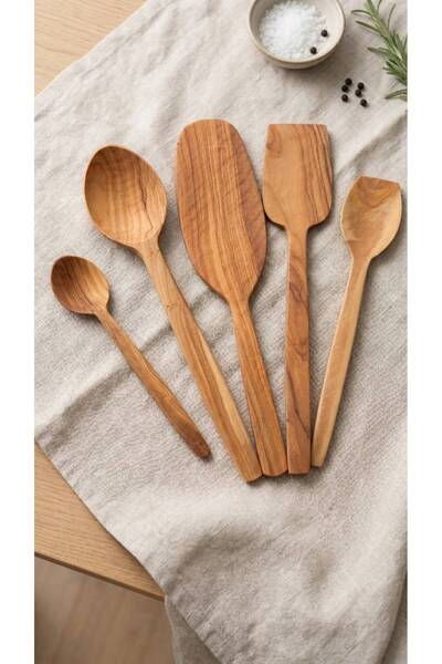 PitrakStore Olive Tree Spoon Spatula Set of 5