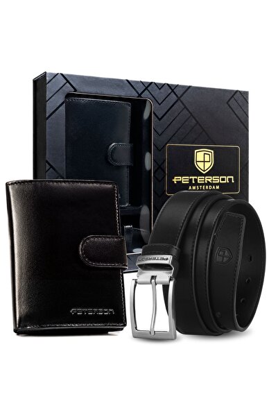 Peterson Set curea pentru pantaloni, portofel din piele, cadou bărbătesc
