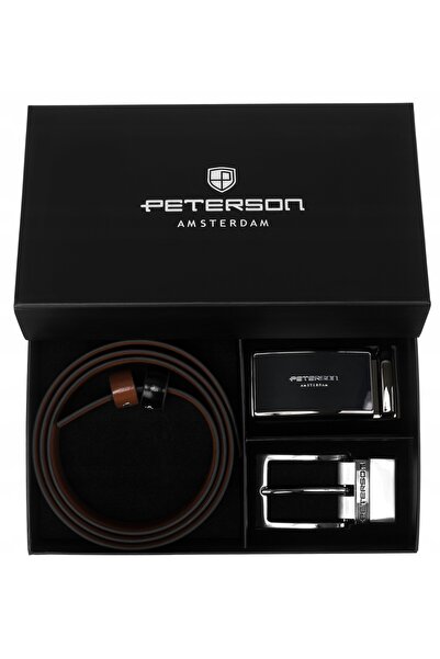 Peterson Curea pentru pantaloni, din piele, bărbătească, cu catarame intersch...