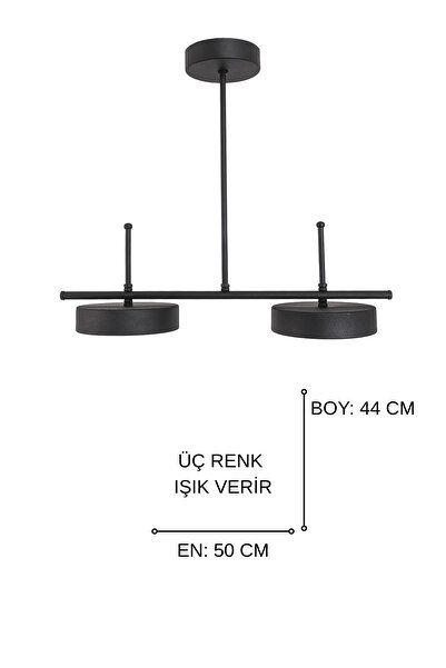 Fer Avize Çello Led Modern Tasarım 3 Renk Işık Seçenekli Enerji Tasarruflu 2'li Led Avize Mutfak Salon Çocuk Odası Giyinme Odası