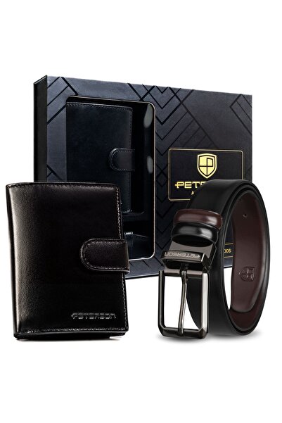 Peterson Portofel bărbătesc, curea din piele pentru pantaloni, set cadou elegant