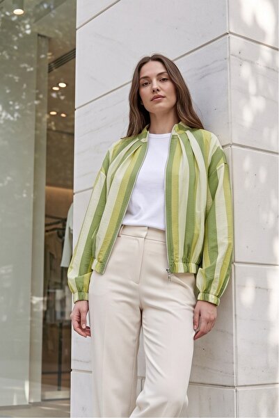 MODAQU Patterned Summer Sports Jacket with Elastic Sleeves and Waist, Zipper ...