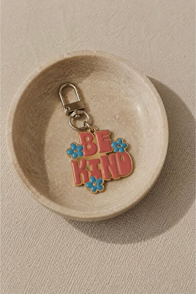 klovi Be Kind Çiçekli Metal Anahtarlık – Pembe