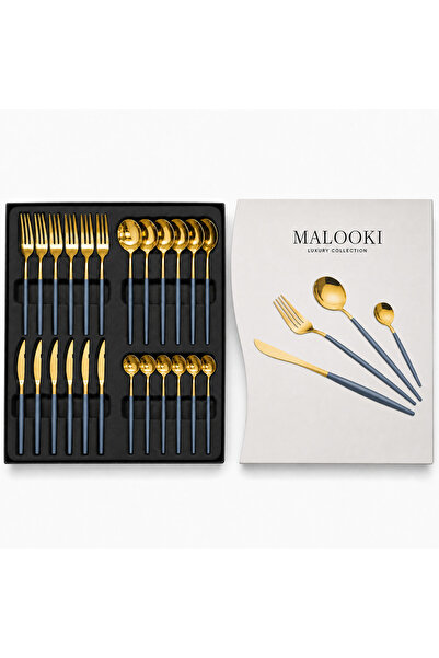 MODALITE Set de tacâmuri, 24 de piese din inox pentru 6 persoane, albastru cu...