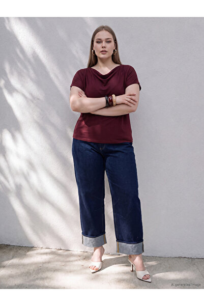 LC Waikiki Soulife Navy Blue Barrel Fit Women's Jean Trousers