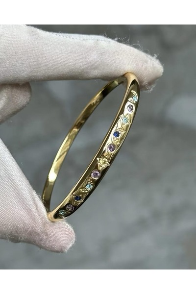 SWANOVAJEWELRY Premium 14K Taşlı Kelepçe Bileklik