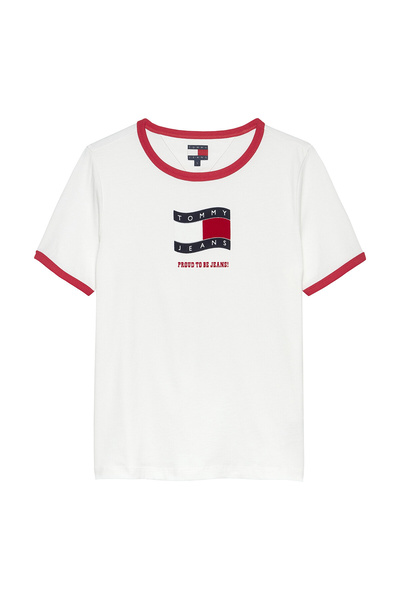 Tommy Jeans Pamuklu Logo Baskılı Regular Fit Bisiket Yaka T Shirt T SHİRT DW0...
