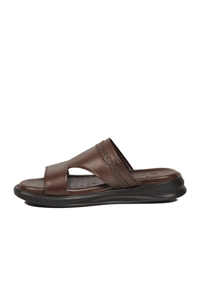 Voyager Brown Genuine Leather Double-Strapped Comfortable Sole Men's Slippers...