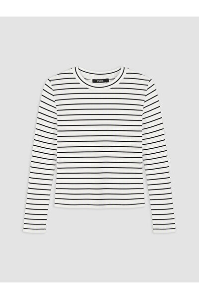 LC Waikiki Xside Black Crew Neck Striped Women's Bodysuit
