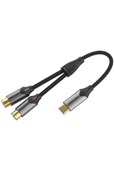 Vention Καλώδιο USB-C Αρσενικό σε 2 Θηλυκά RCA 0,5μ Γκρι Τύπου Κράματος Αλουμ...