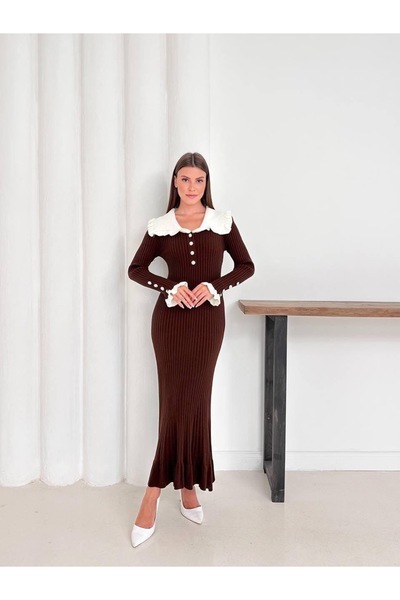 Kağanbutik Stylish Knitwear Dress with Button Detail