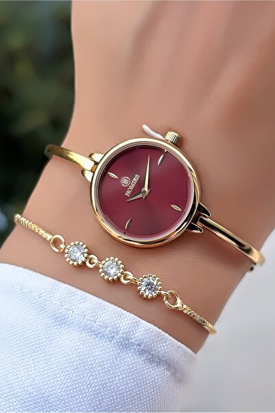 Homies Original-Women's Wristwatch - Minimal Burgundy Dial - Adjustable Steel...