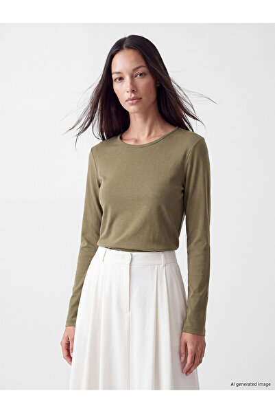 LC Waikiki Lcw Everyday Khaki Crew Neck Women's Bodysuit