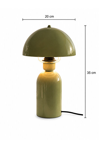 EvLight Elit Abajur Min Yeşili Metal Gövdeli 35 cm Premium Masa Lambası