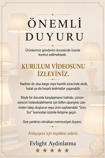 EvLight Elit Abajur Bordo Metal 35 cm Premium Masa Lambası