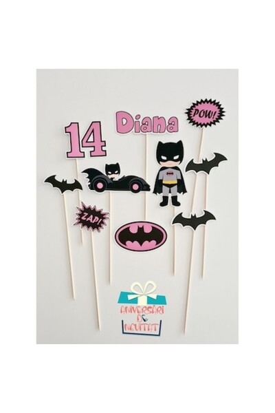 Aniversari de Neuitat Set Topper roz cu desene animate Batman