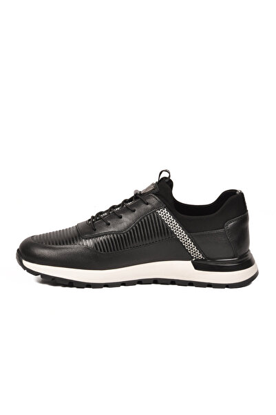 Voyager Black Genuine Leather Men's Memory Sole Casual Sneaker M033 m