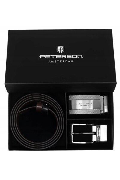 Peterson Set de curea pentru pantaloni, din piele pentru bărbați, cu catarame...