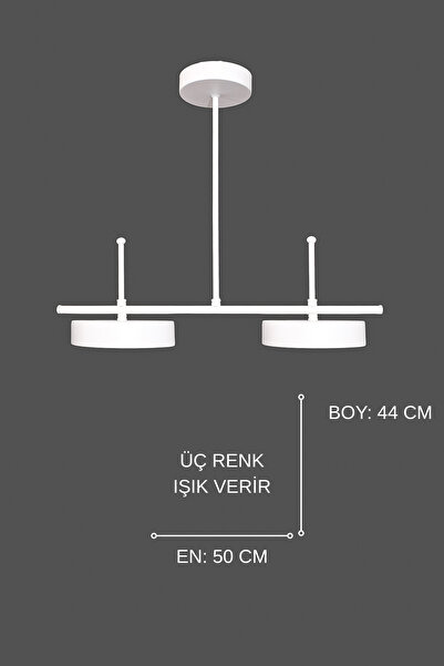 Fer Avize Çello Led Modern Tasarım 3 Renk Işık Seçenekli Enerji Tasarruflu 2'li Led Avize Mutfak Salon Çocuk Odası Giyinme Odası