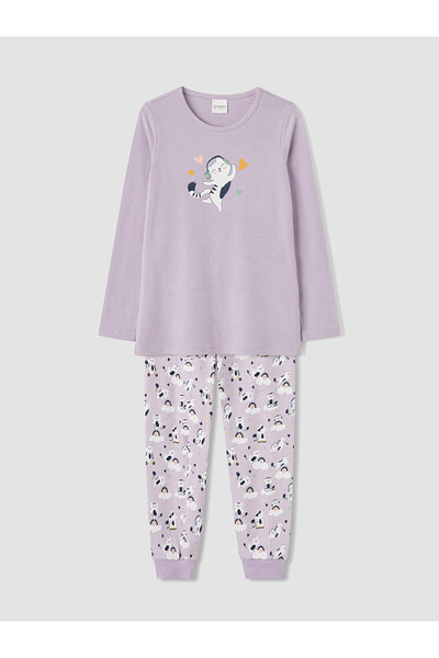 LC Waikiki Lilac Printed Girls' Pajama Set