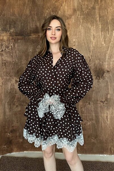 LUMU Coffee Polka Dot Lace Set