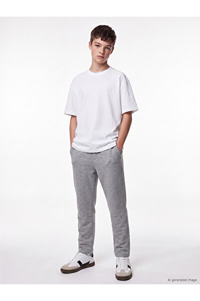 LC Waikiki Lcw Kids Gray Regular Fit Boys Textured Trousers with Nevavm Diffe...