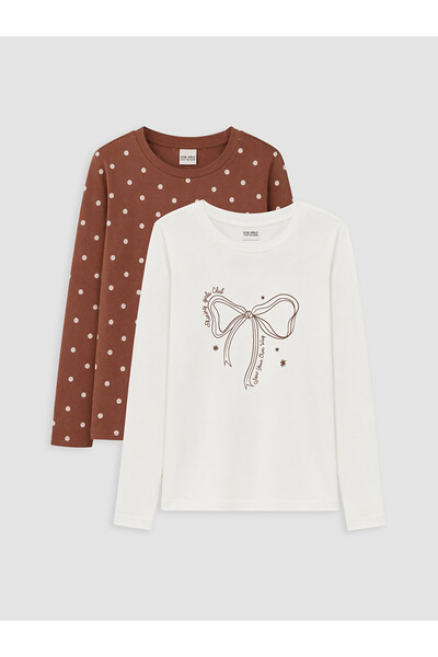 LC Waikiki White Crew Neck Girls' 2-Piece T-Shirt