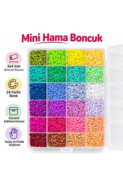 iğne izi 24 Colors Mini Ironing Beads Set Cylinder Beads Hama Beads 3, Fuse B...
