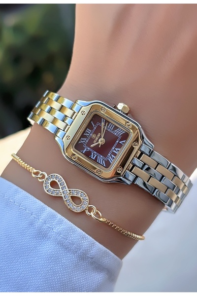 Homies Original Women's Wristwatch - Gold Silver Burgundy Color - Adjustable ...