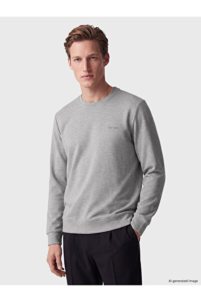 LC Waikiki Southblue Gray Crew Neck Printed Men's Sweatshirt