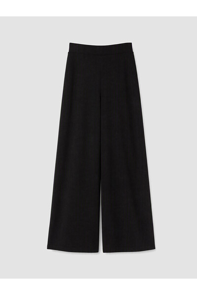 LC Waikiki Lcw Comfort Black High Waist Wide Leg Crepe Women's Trousers