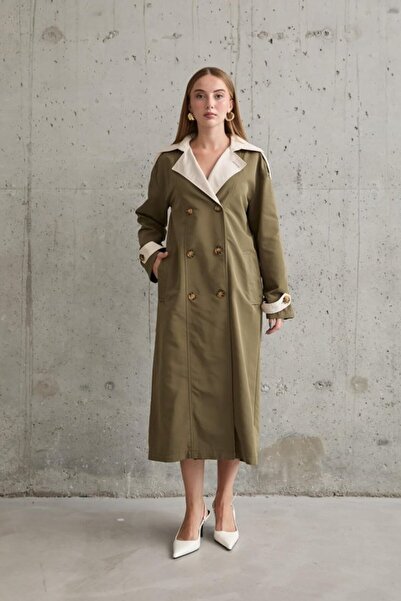 LUMU Khaki trench coat with yarn