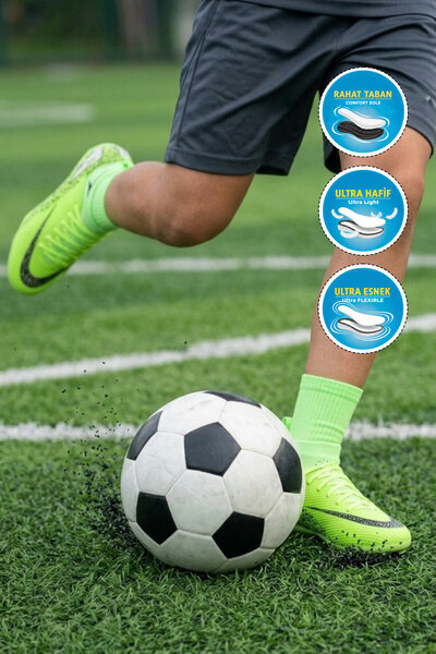LALİGA Green-Black Sock-Lace Unisex Crampon Football Shoes Superfly