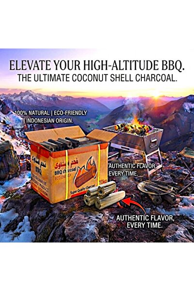 Genaric Premium Coconut Shell BBQ Charcoal Briquettes 10kg | Eco Friendly Natural Charcoal | Long Burning 5 Hours | High Heat 600°C | Quick Ignition 15 Minutes | Hexagonal Grill Charcoal for BBQ Camping Outdo